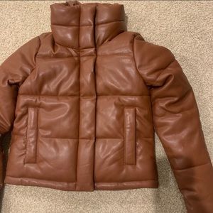 Abercrombie and Fitch Leather Mini Puffer Jacket